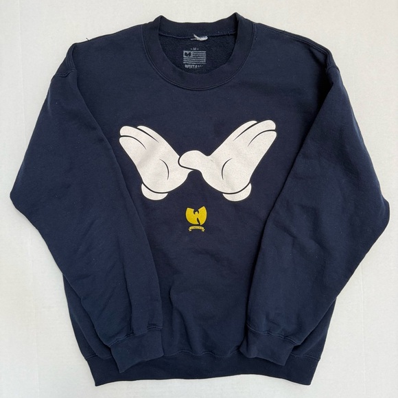 🔴Wu-Tang Mickey Sweater Size Medium Authentic Wu-Tang Brand Ltd Navy Blue Gza